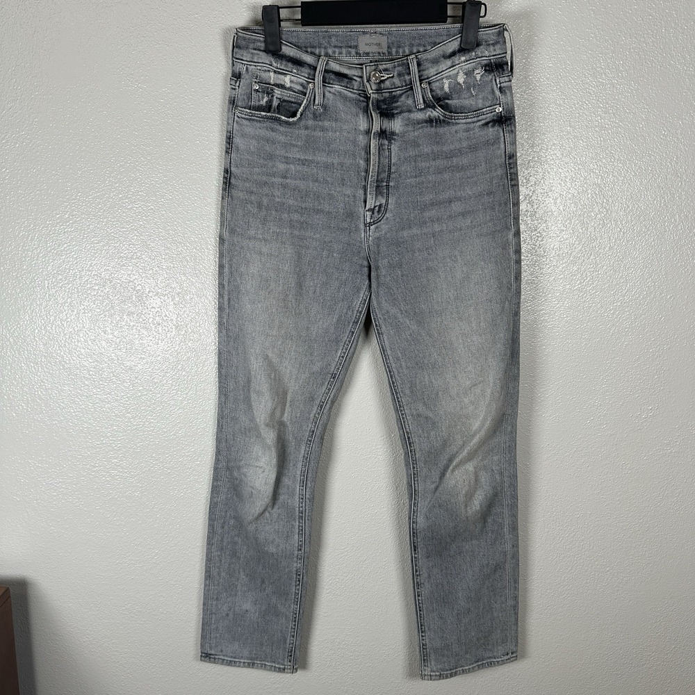 Mother Button Fly Dazzler Ankle Jeans Womens 26 Shadows In The Grass Gray Heart